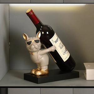 Frenchie Wine Rack Statue