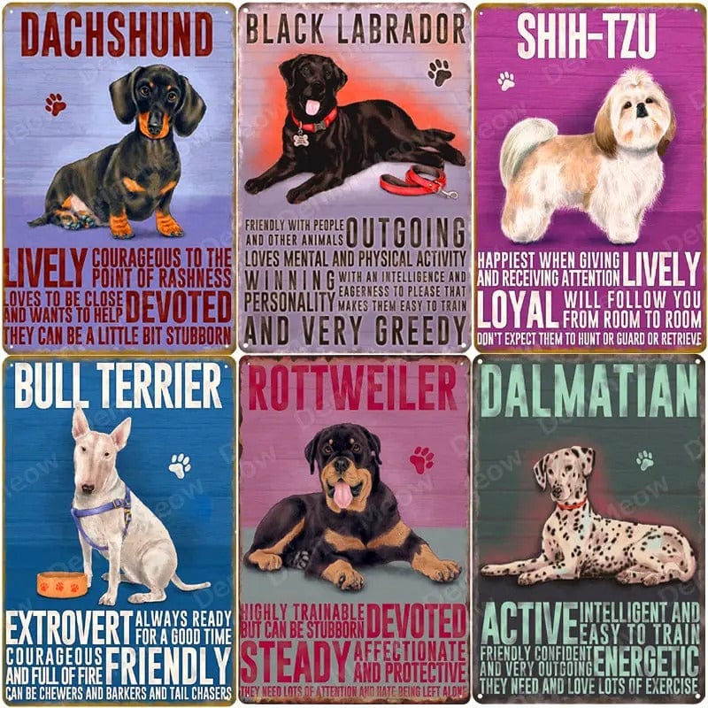 Dog Attributes Metal Tin Signs
