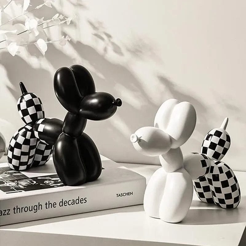 Checkered Balloon Dog Figurine