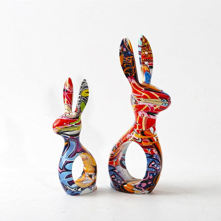 Graffiti Painted Bunny Statue