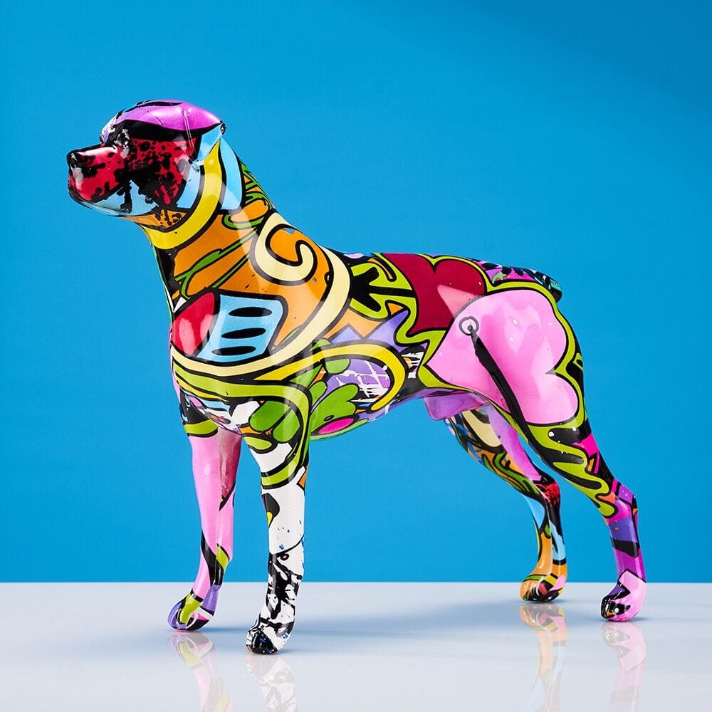 Graffiti Painted Rottweiler Statue