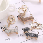 Crystal Studded Dachshund Keychain