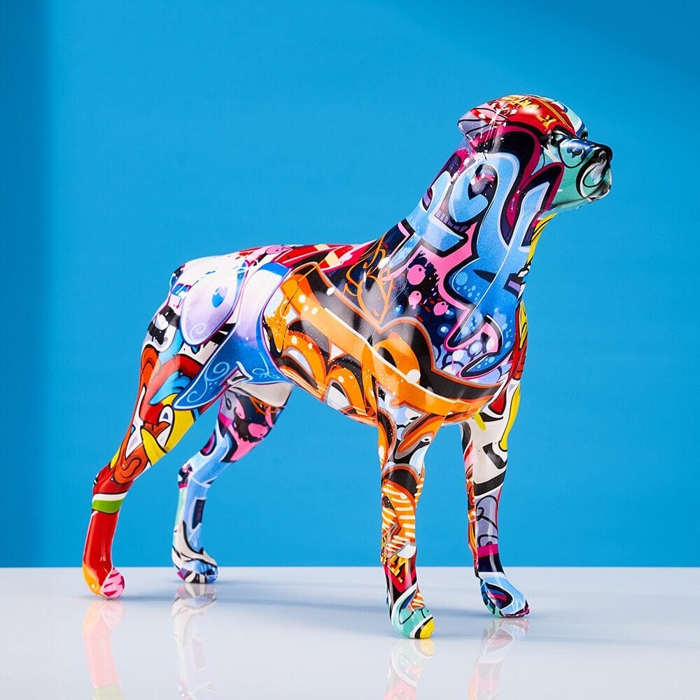 Graffiti Painted Rottweiler Statue