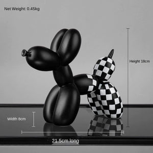 Checkered Balloon Dog Figurine