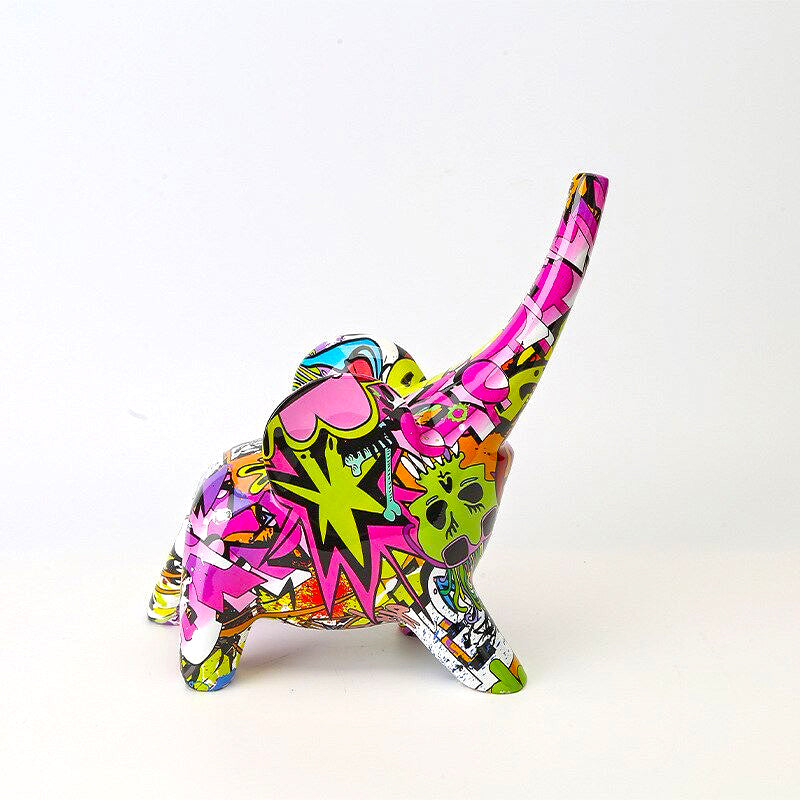 Abstract Painted Elephant Statue
