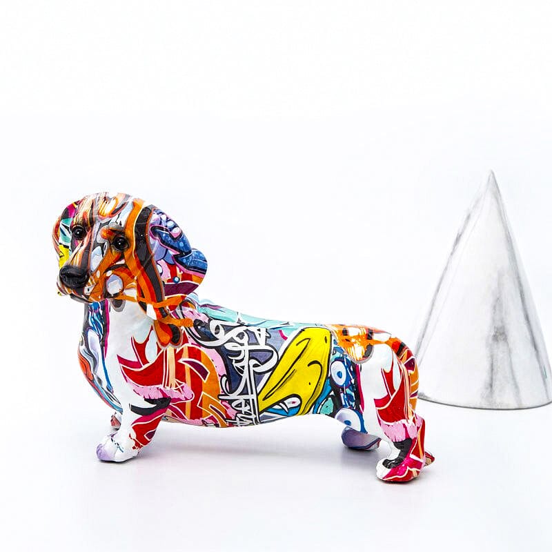 Graffiti Painted Dachshund Statue