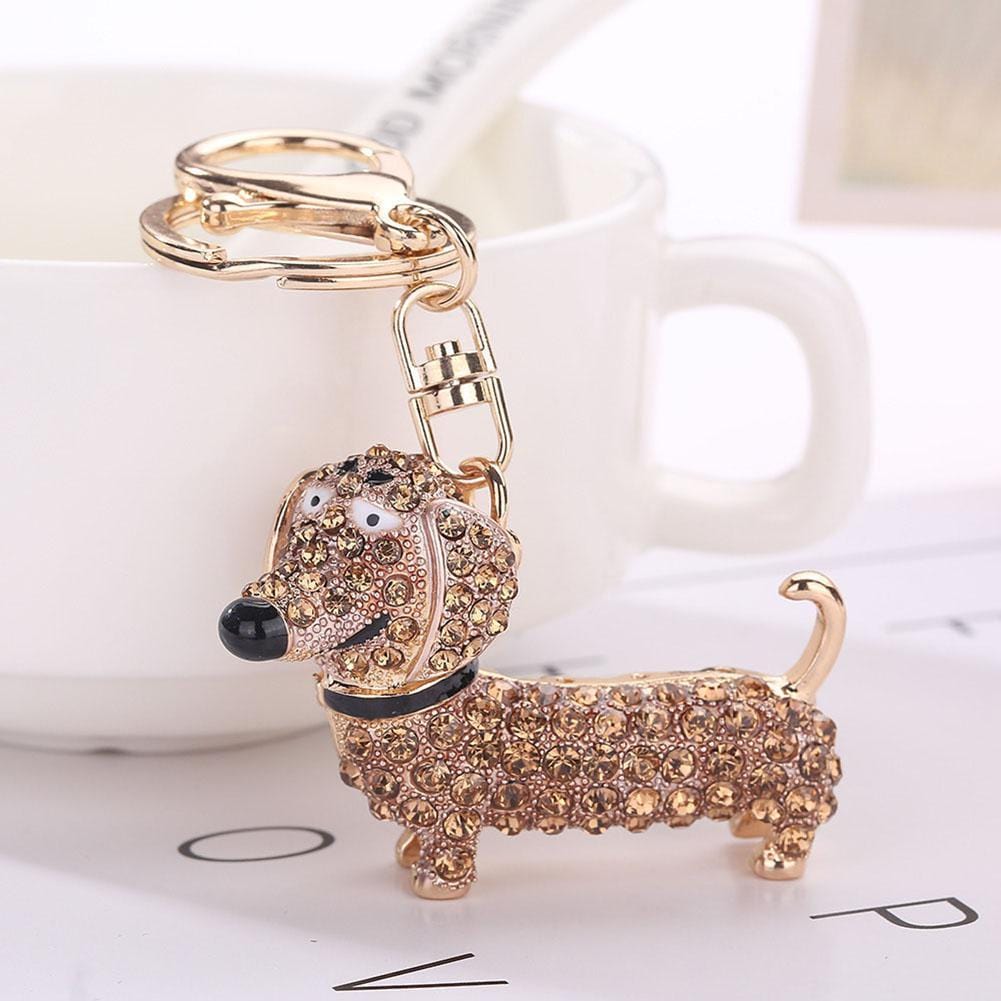 Crystal Studded Dachshund Keychain