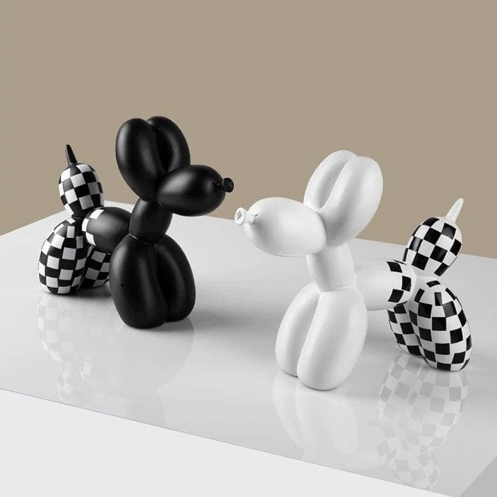 Checkered Balloon Dog Figurine