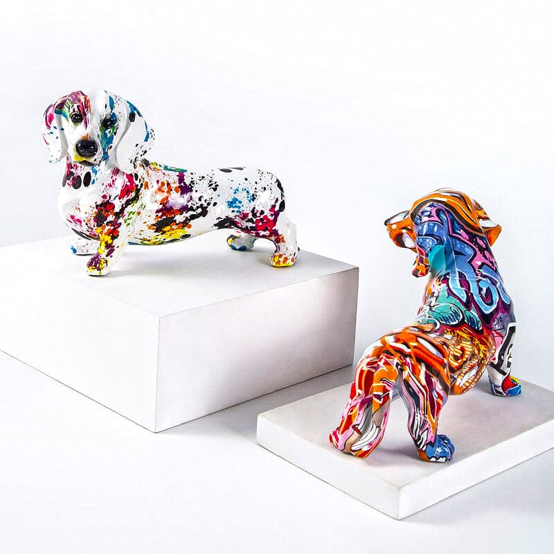 Graffiti Painted Dachshund Statue