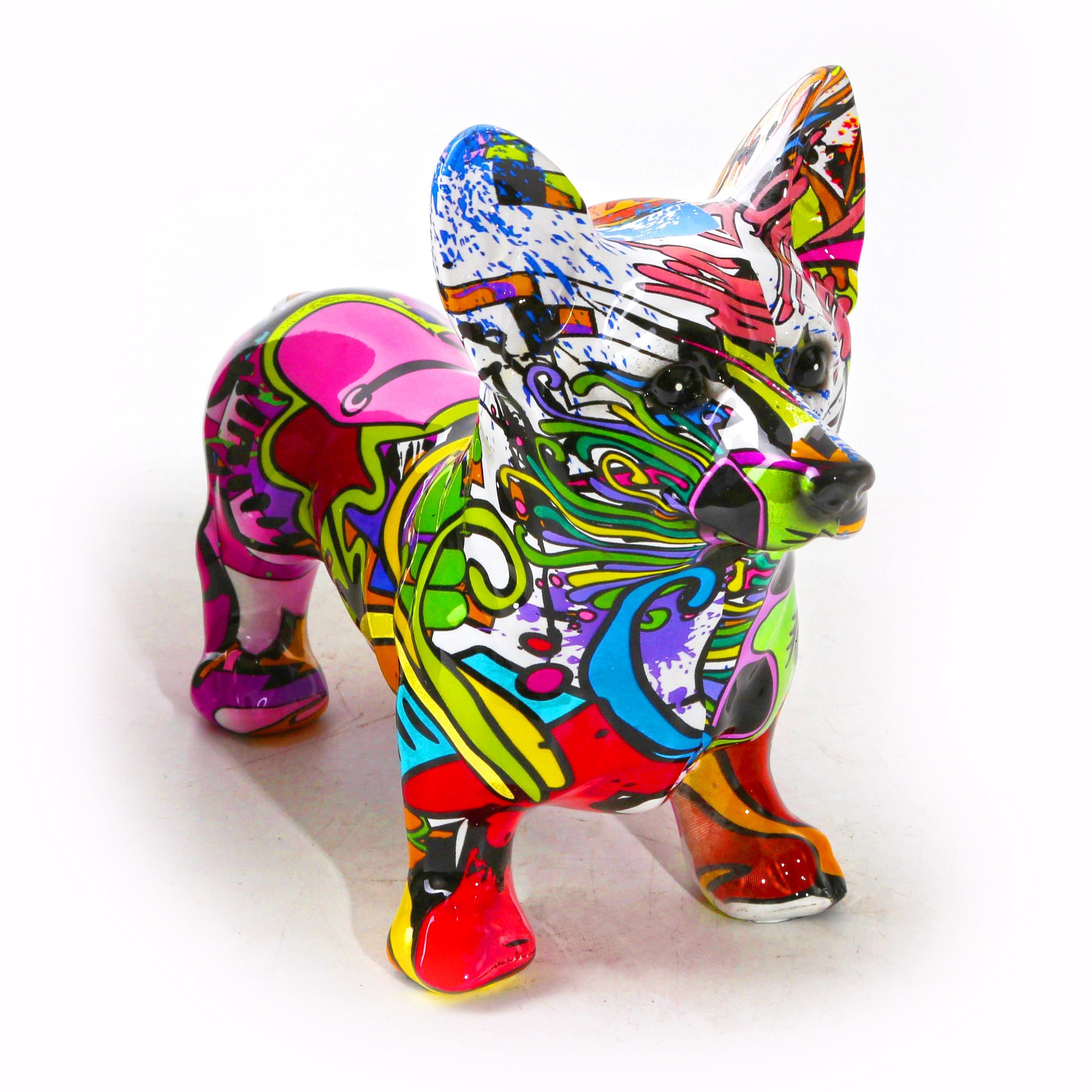 Graffiti Painted Corgi Statue