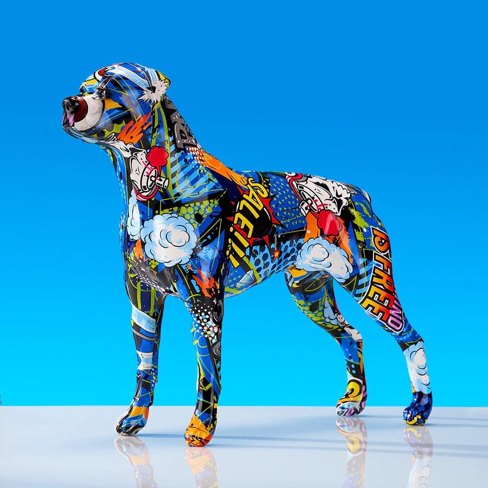 Graffiti Painted Rottweiler Statue