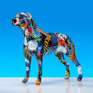 Graffiti Painted Rottweiler Statue
