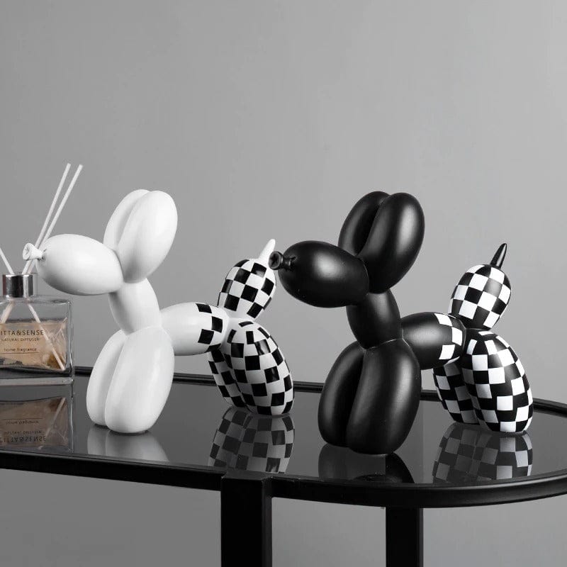 Checkered Balloon Dog Figurine