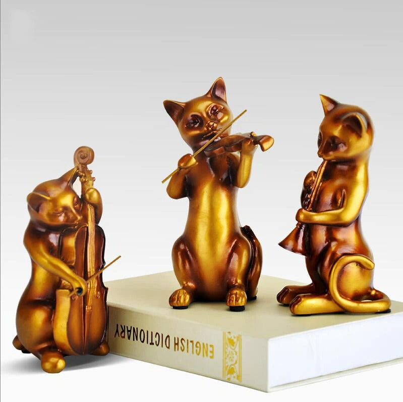 Musical Cat Statue Set