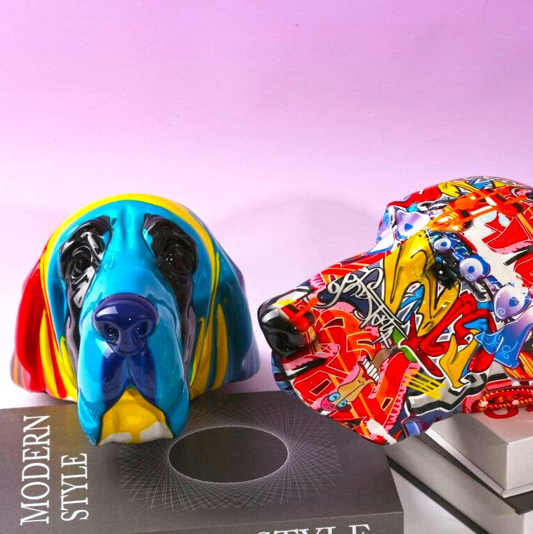 Painted Labrador Face Sculpture