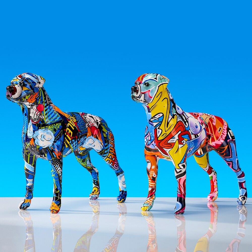 Graffiti Painted Rottweiler Statue