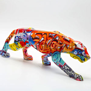 Abstract Painted Leopard Statue