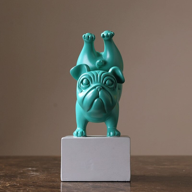 Bulldog Yoga Posing Statue