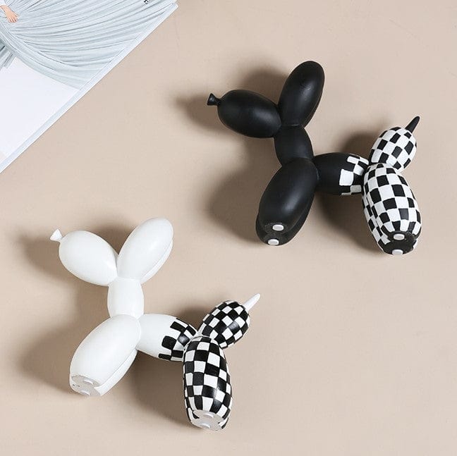 Checkered Balloon Dog Figurine