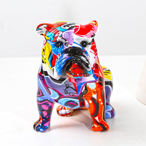 Graffiti Painted Bulldog Figurine