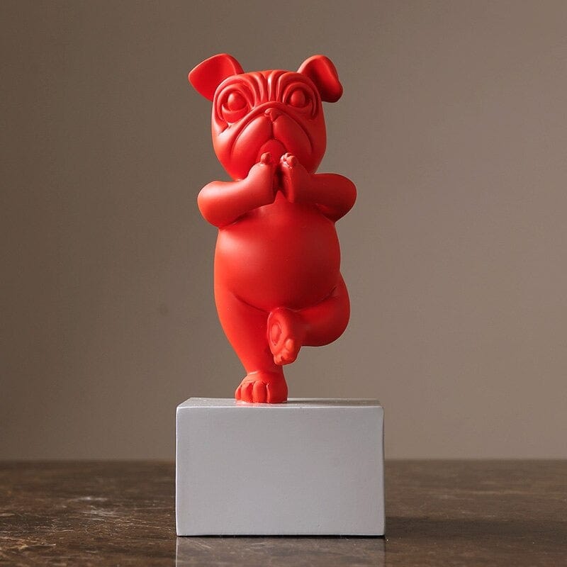 Bulldog Yoga Posing Statue