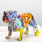 Abstract Painted Bulldog Statue