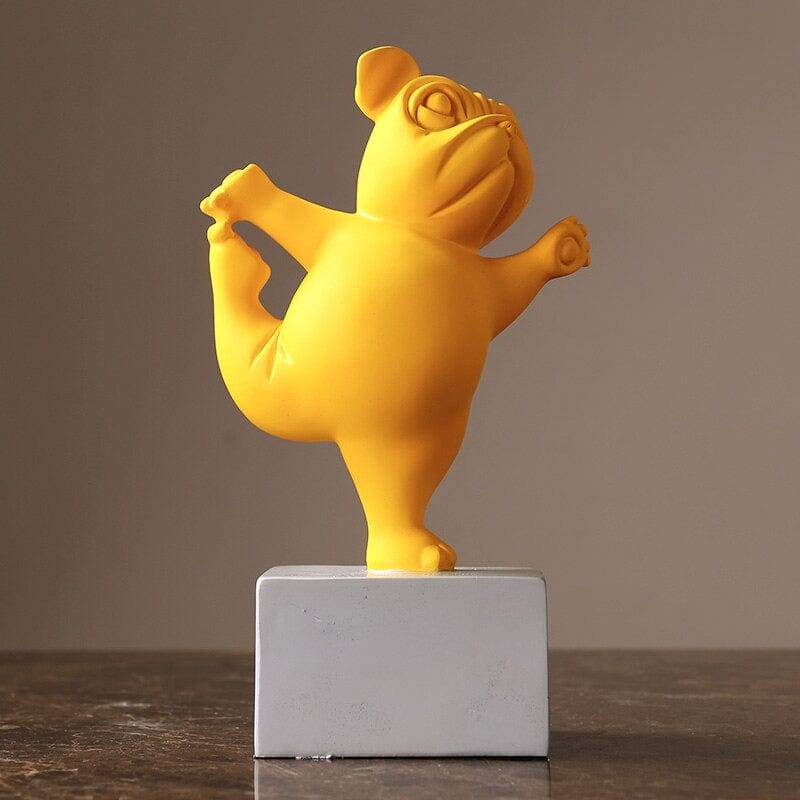 Bulldog Yoga Posing Statue