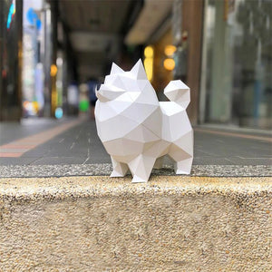 Pomeranian 3D Low Poly Papercraft