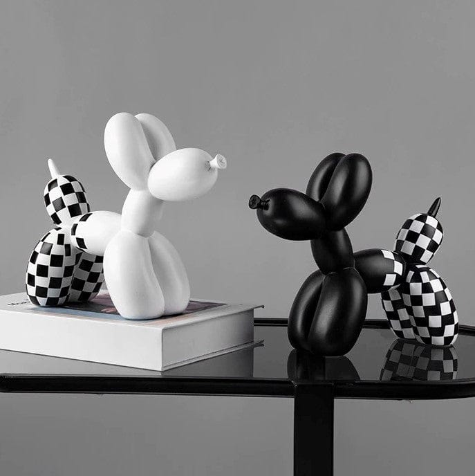 Checkered Balloon Dog Figurine