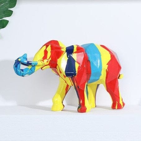Geometric Painted Elephant Statue