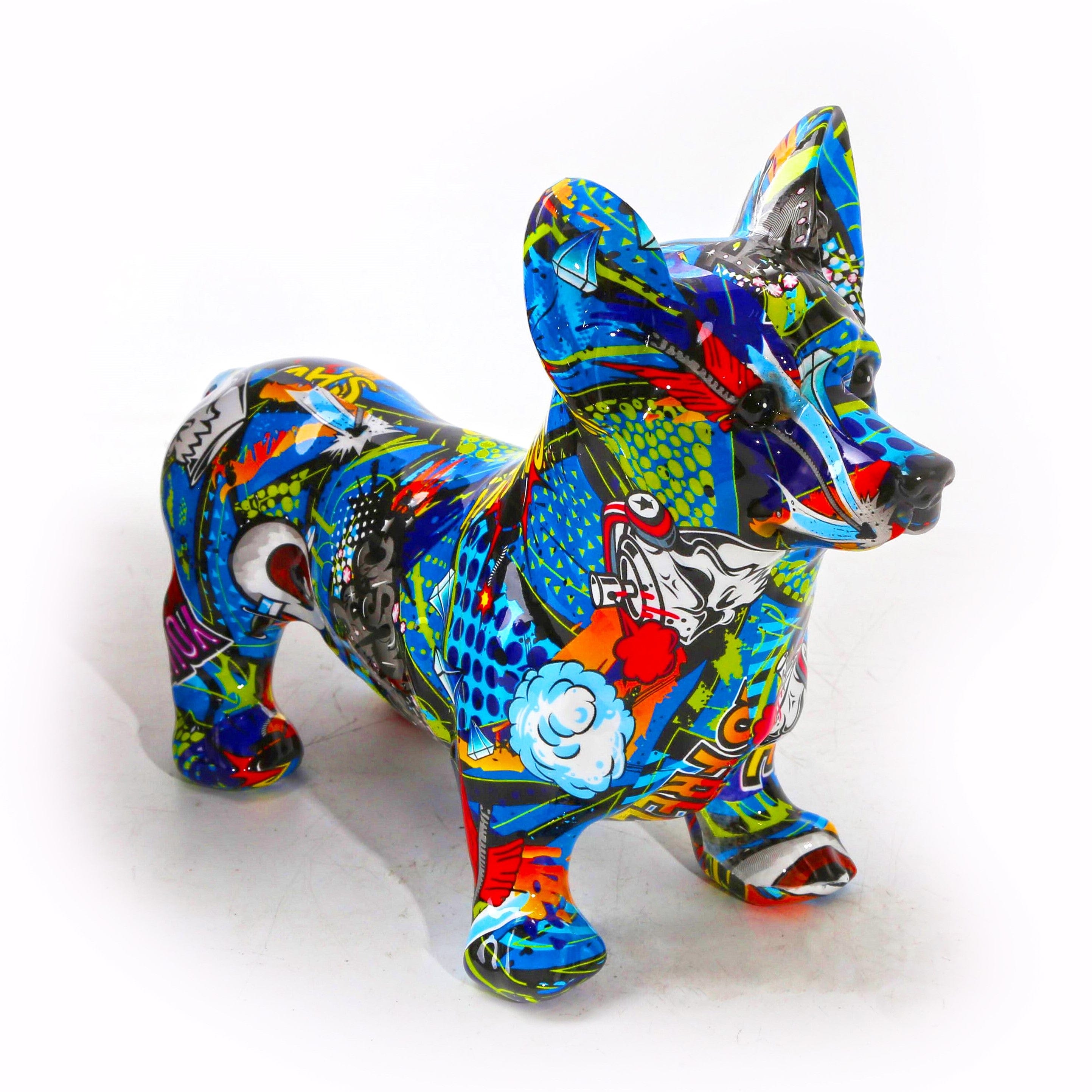 Graffiti Painted Corgi Statue