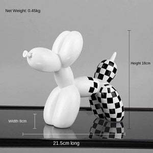 Checkered Balloon Dog Figurine