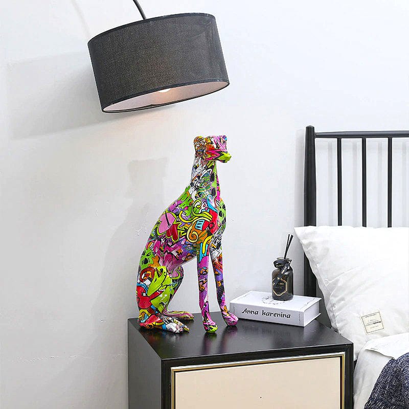 Nordic Painted Greyhound Statue