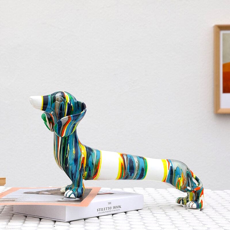 Abstract Painted Dachshund Statue