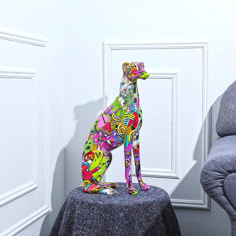 Nordic Painted Greyhound Statue