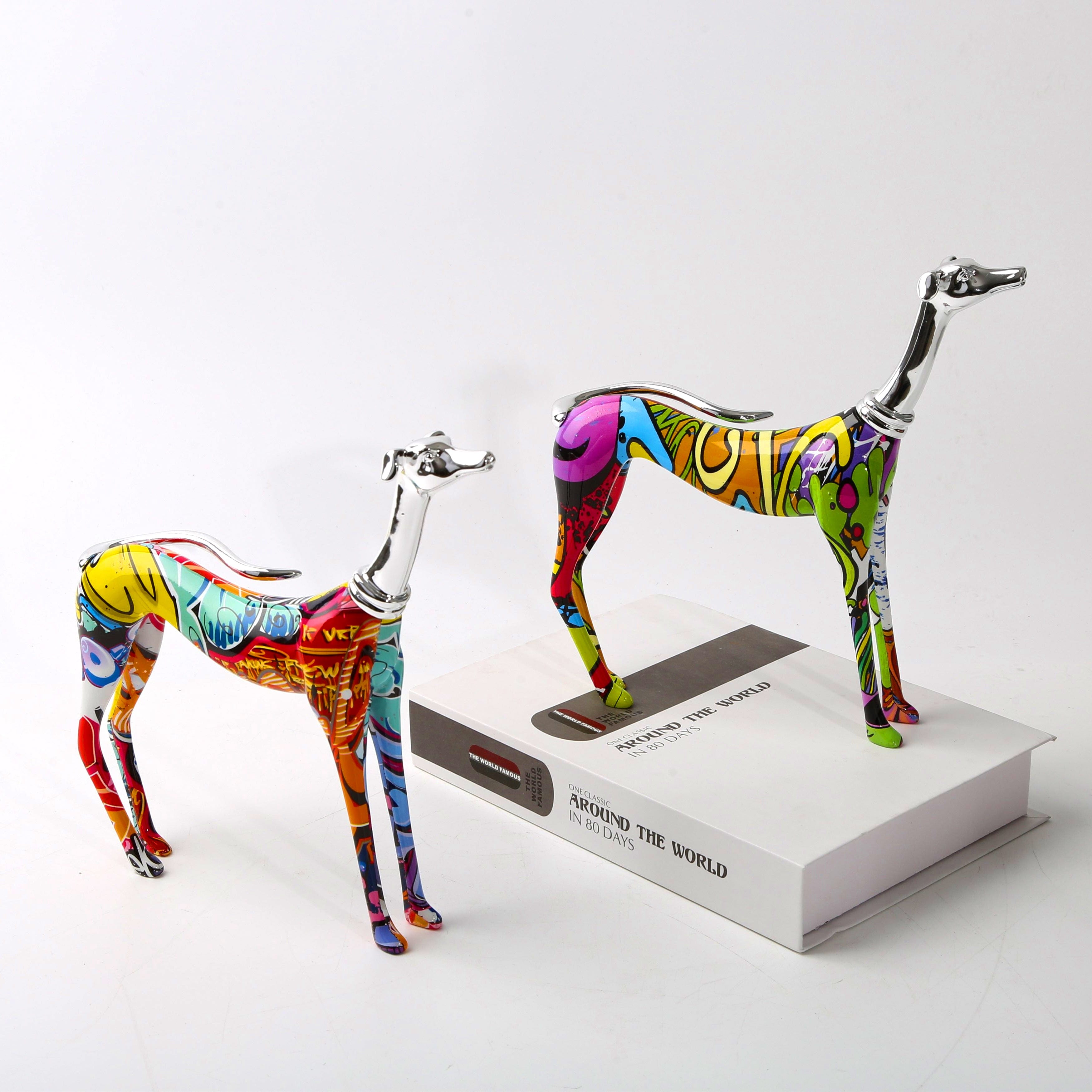 Nordic Painted Greyhound Statue