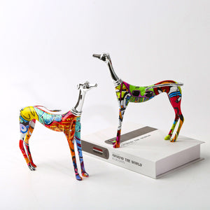 Nordic Painted Greyhound Statue