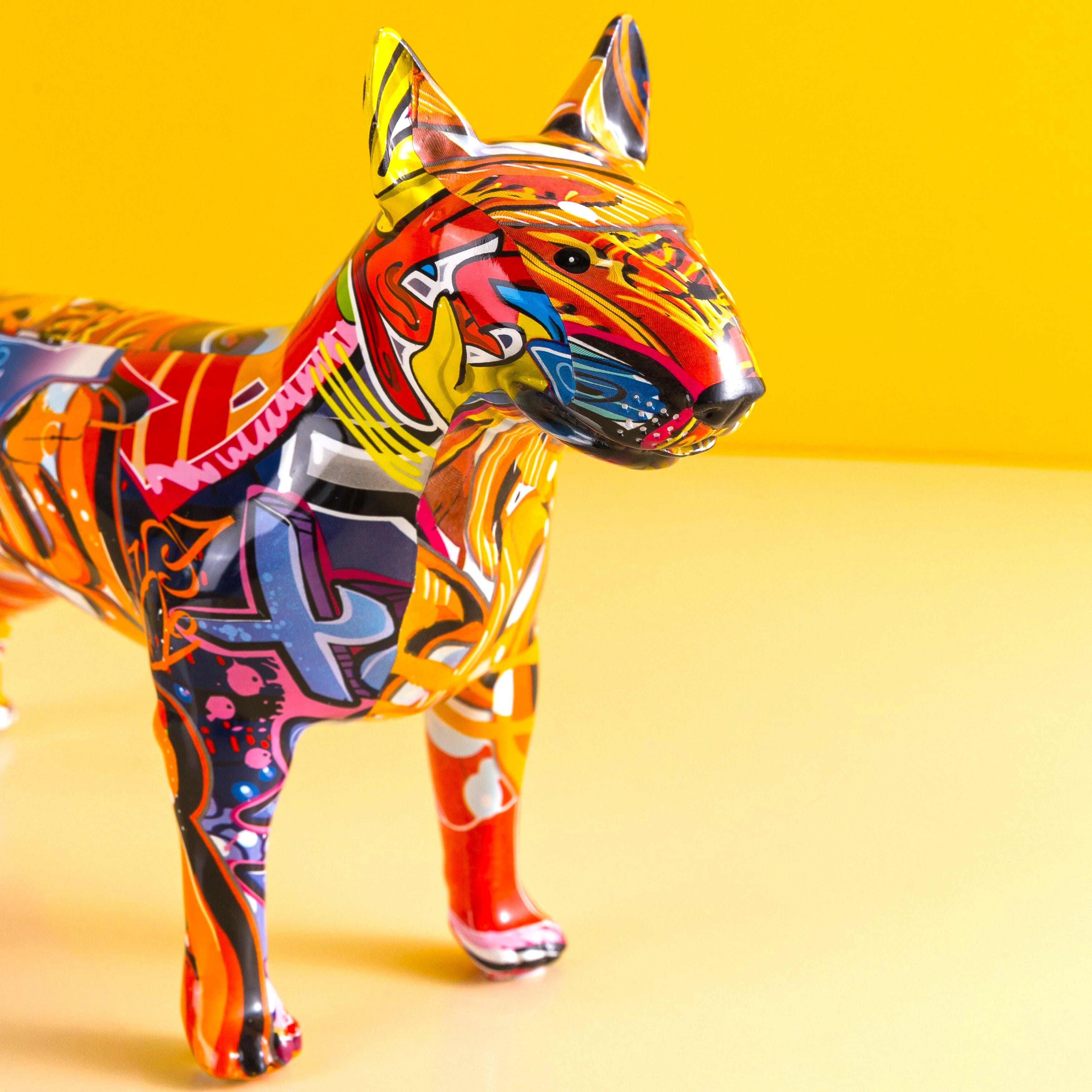 Nordic Painted Bull Terrier Statue