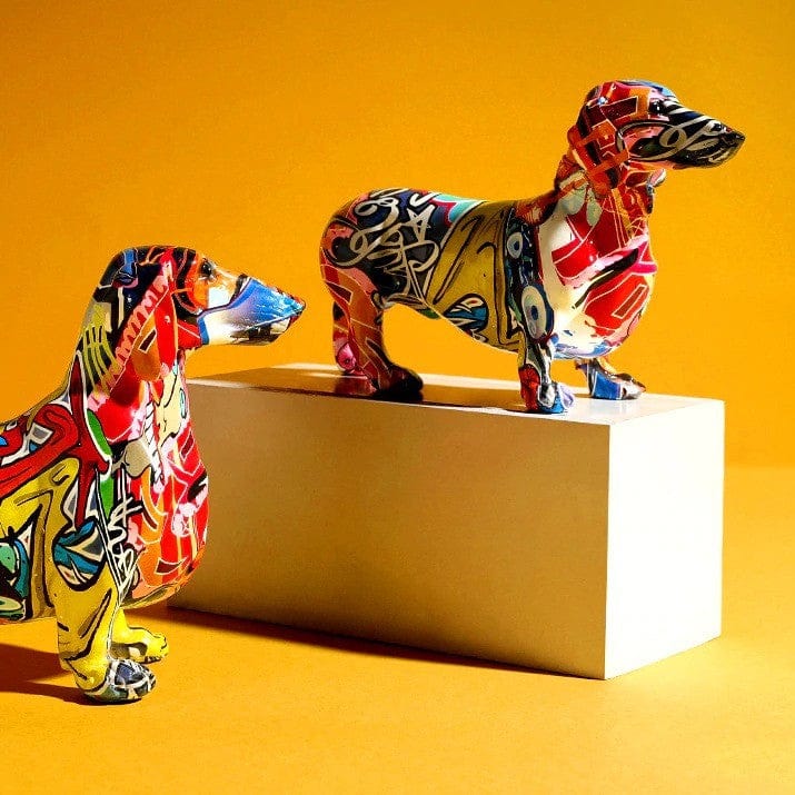 Nordic Painted Dachshund Statue