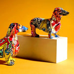 Nordic Painted Dachshund Statue