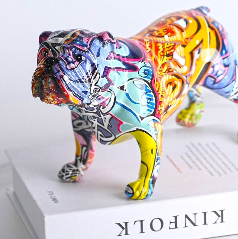 Abstract Painted Bulldog Statue