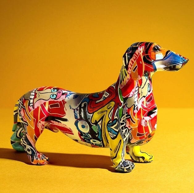 Nordic Painted Dachshund Statue