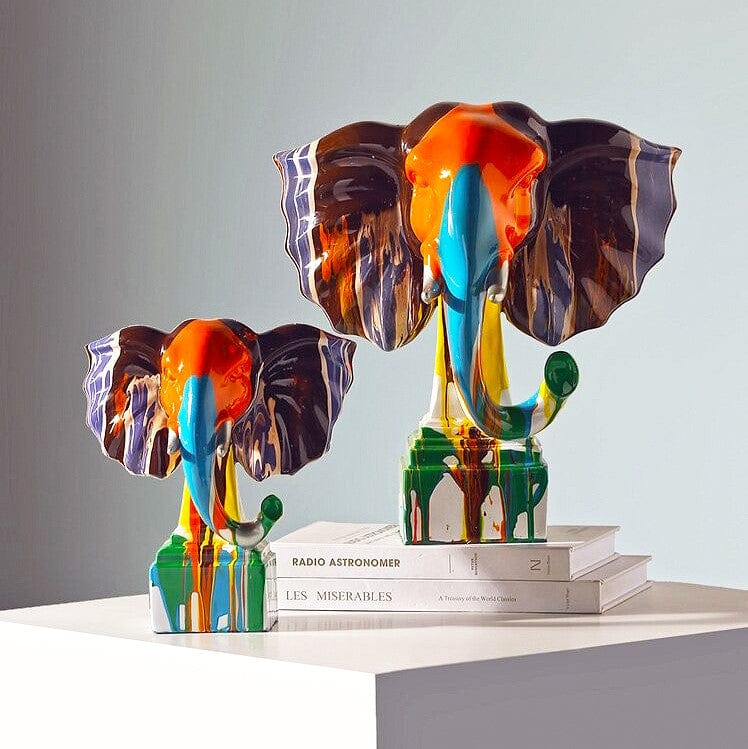 Dripping Paint Elephant Sculpture