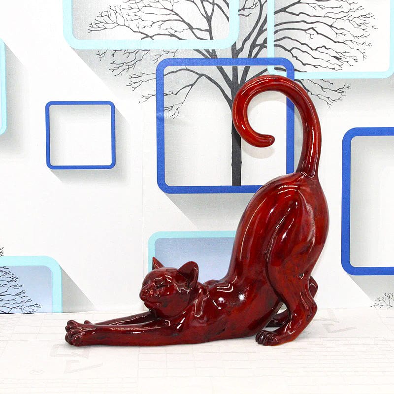 Stretching Cat Statue