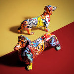 Nordic Painted Dachshund Statue