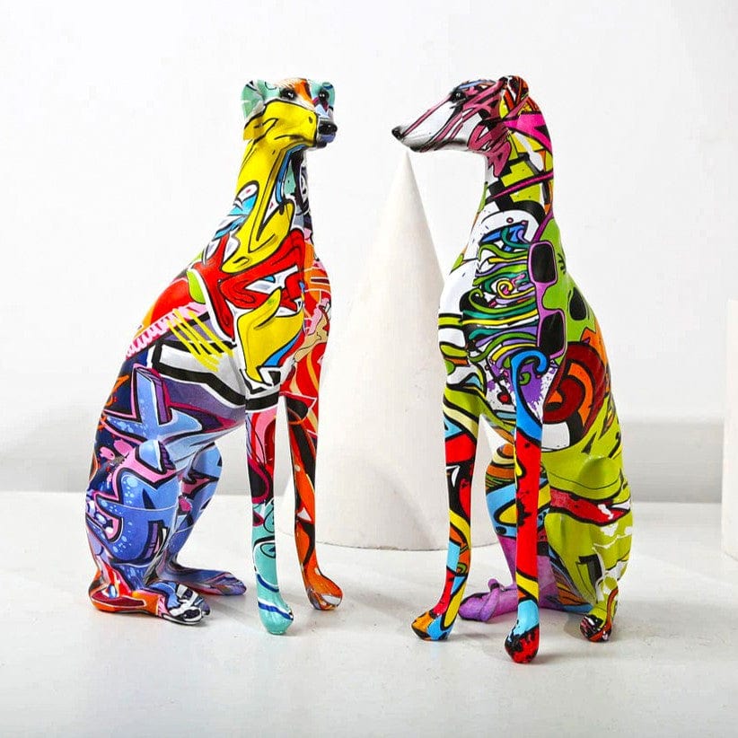 Graffiti Painted Greyhound Statue