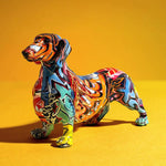 Abstract Painted Dachshund Statue