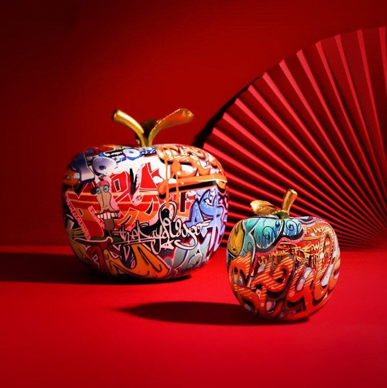 Abstract Painted Apple Sculpture